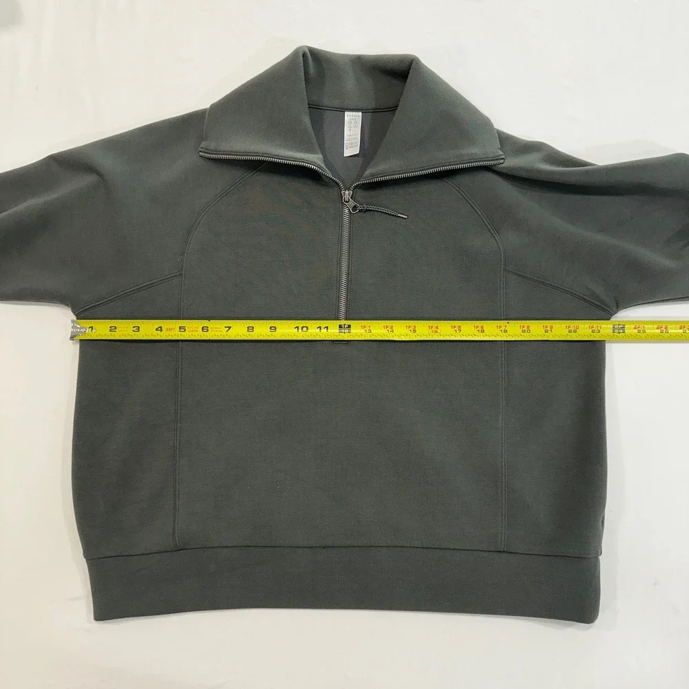 Spanx AirEssentials Half Zip Pullover Womens Large Dark Olive Green | Athleisure - Picture 5 of 6